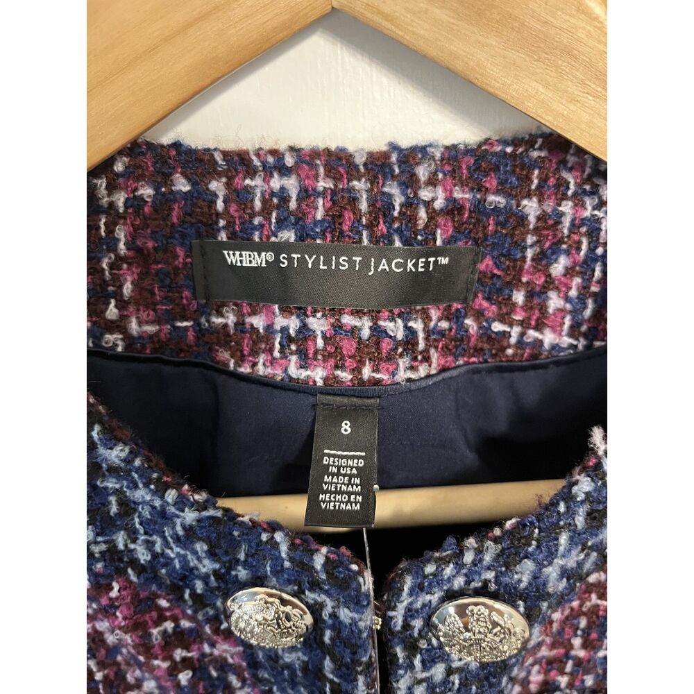 White House Black Market Tweed Stylist Jacket in Hollyhock Combo Size 8 - NWT - Picture 3 of 8